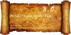 Mihályka Ofélia névjegykártya